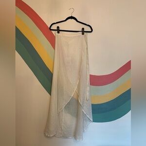ONIA Amanda Wrap Skirt Pearl Stripe White Resort Wear Cover Up NWT Size Medium